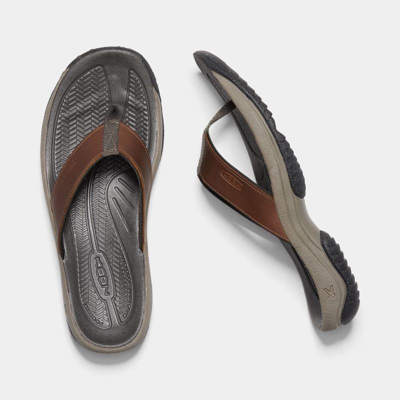 Chanclas Keen Kona Flip Premium Para Hombre Marrom/Grises - Sandalias Keen Mexico (583972-FPH)